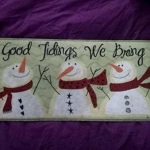 Decorative Holiday Snowman Placemat with Felt Top & Rubber Backing